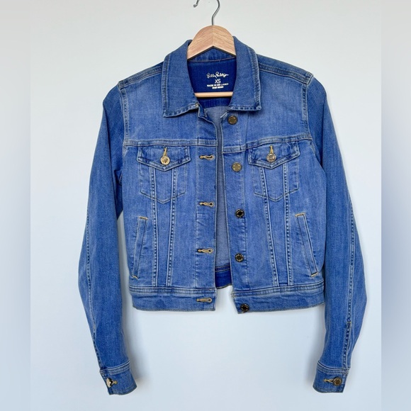 Lilly Pulitzer Seaspray Denim Jacket w Gold Buttons, XS - Picture 3 of 9